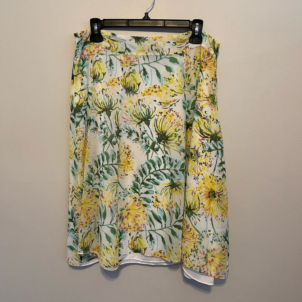 Bob Mackie Studio Silk Spring Floral MIDI Skirt